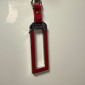 Prada Red and Silver Keychain